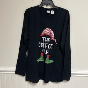 Mens long sleeve The Coffee Elf shirt Black size Large